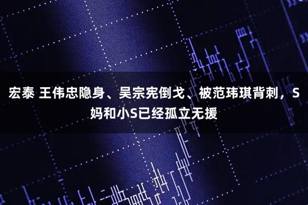 宏泰 王伟忠隐身、吴宗宪倒戈、被范玮琪背刺，S妈和小S已经孤立无援