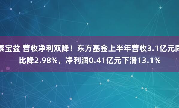 聚宝盆 营收净利双降!东方基金上半年营收3.1亿元同比降2.98%,净利润0.41亿元下滑13.1%